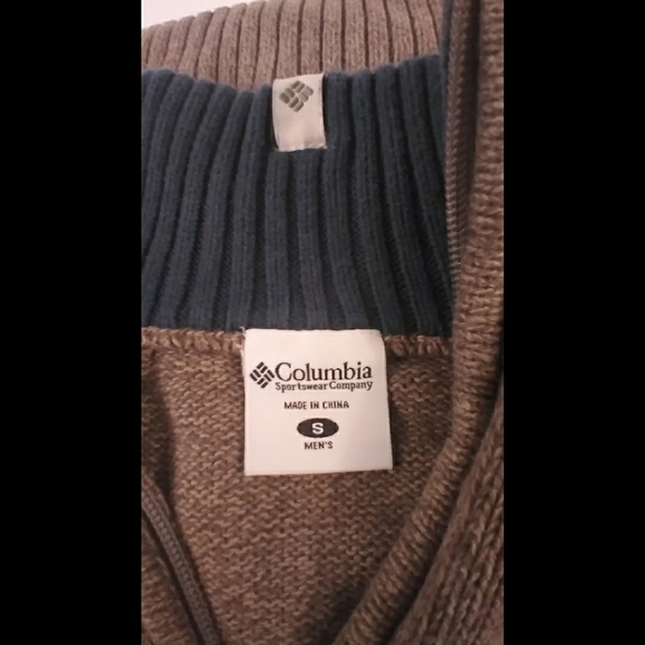 Columbia men's brown sweater with blue accents S - Picture 8 of 10